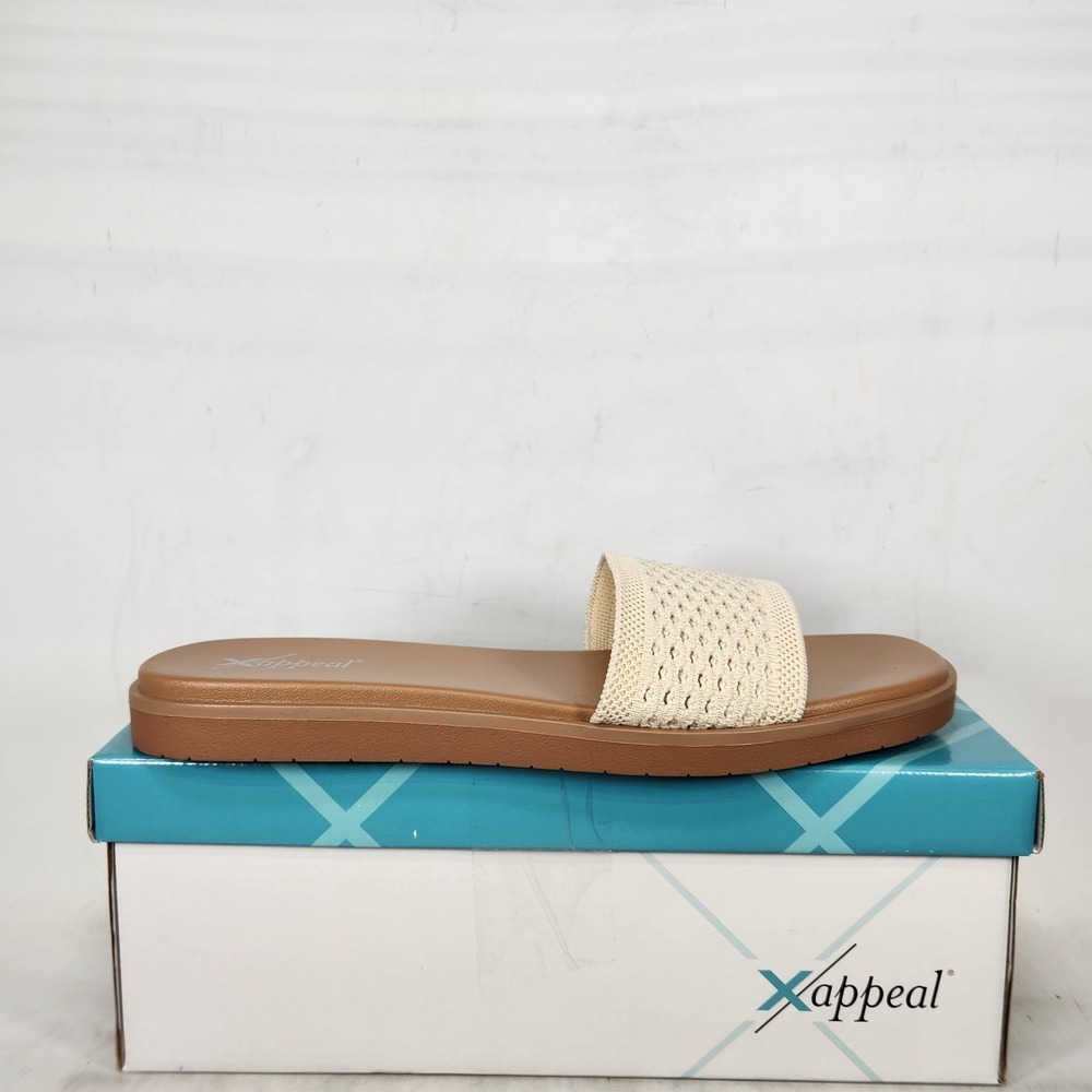 Xappeal Caileen Sandals Women Size 12 Off White Woven Knit Slide Shoes